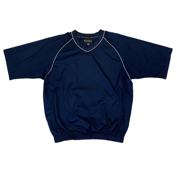 FootJoy Golf Shirt Mens L Large Navy V Neck Short Sleeve Cover Up Windbreaker
